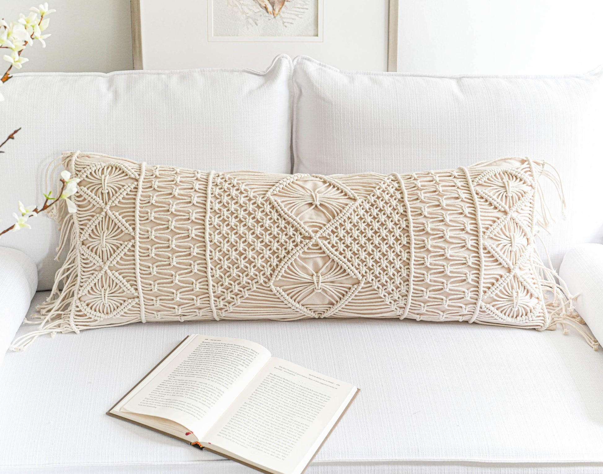 Decorative Lumbar Pillow Cover for Bed 14X36 Boho Throw Pillow